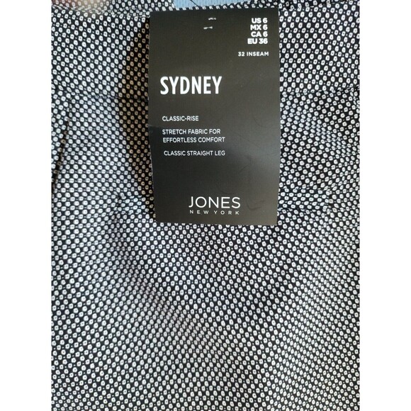 NWT Jones New York SYDNEY Womens Straight Leg Pants Sz 6 Classic Black Ivory JNY - Picture 5 of 8